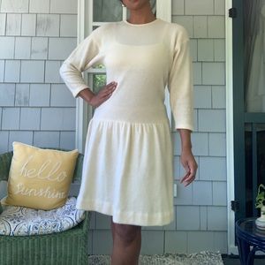 Ivory wool drop waist dress
